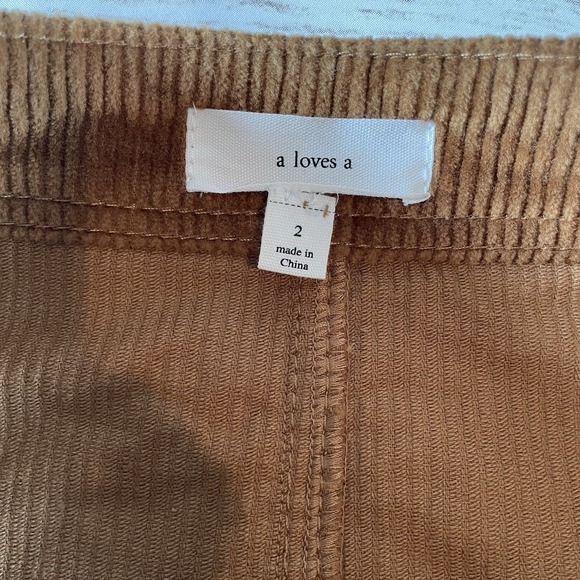 A Loves A Brown Corduroy Button‎ Fron Mini Skirt Size 2 Fall Fashion - Picture 4 of 7